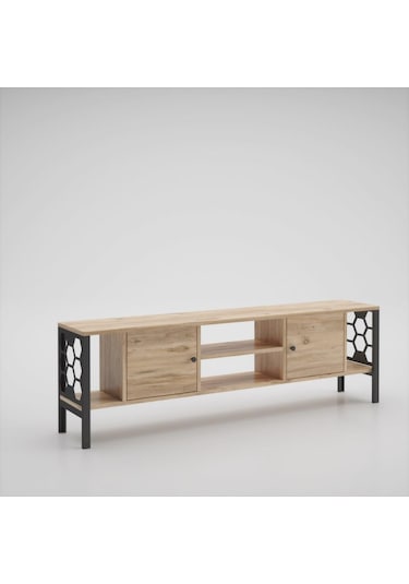 Wood'n Love Asena 160 Cm Metal Ayaklı Tv Ünitesi - Atlantik Çam / Siyah 001
