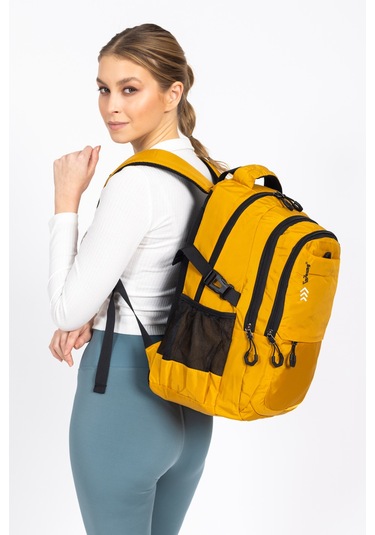 Fermuarlı Geniş Bölmeli Spor & Okul Sırt Çantası Hafif, Ergonomik Ve Dayanıklı Tasarım - Sarı Sarı