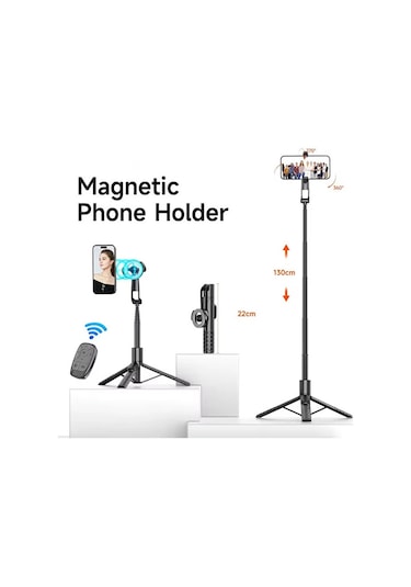 Bluetooth Kumandalı Magsafe Uyumlu Tripod Selfie Çubuğu / 130cm /