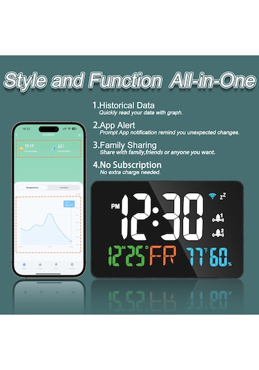 Tuya Wifi Masaüstü Saat Takvimi Dijital Led Ekranlı E25604w