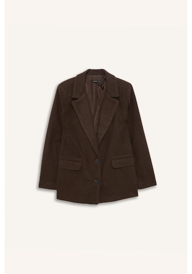 Defacto Regular Fit Flanel Blazer Ceket Y6483az24wnbn192 Kahve