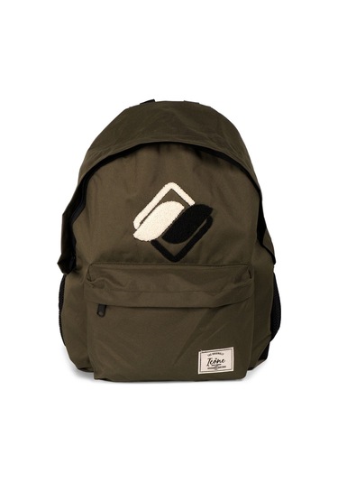 Haki Önü Nakışlı Laptop Bölmeli Unisex Sırt Okul Çantası Back To School haki