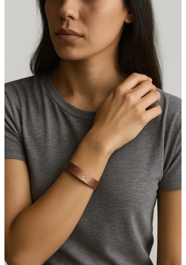 Bakır Mıknatıslı El Yapımı Sarmaşık Desenli Bakır Bileklik