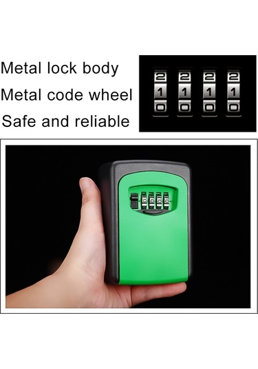 Sones Duvara Asılan Anahtar Saklama Kutusu Metal 4 Haneli Şifre Kilidi Yeşil