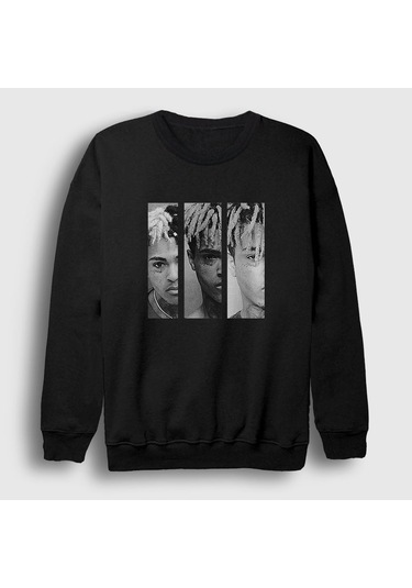 Presmono Unisex Three Xxxtentacion Sweatshirt Siyah