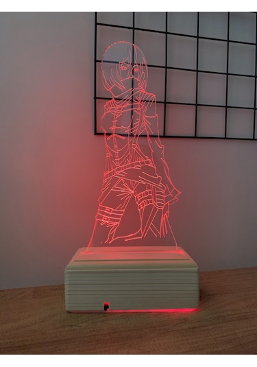 Mikasa Ackerman 16 Renk Gece Lambası