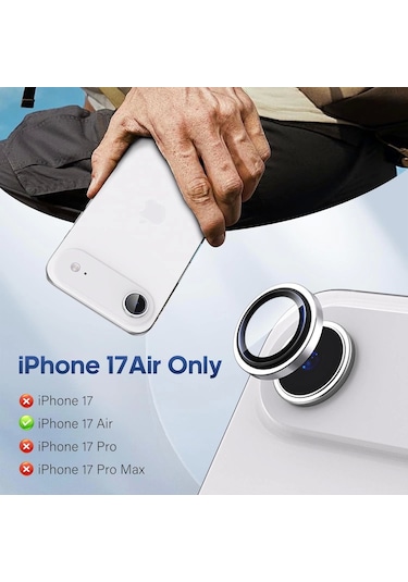 İphone Uyumlu 17 Air Kamera Koruyucu Premium Safir Gece Çekim Destekli Lens Koruma Parlak Temperli Cl