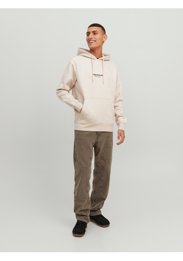 Jack&jones Kapüşonlu Rahat Kesim Bej Erkek Sweat 12241687 001