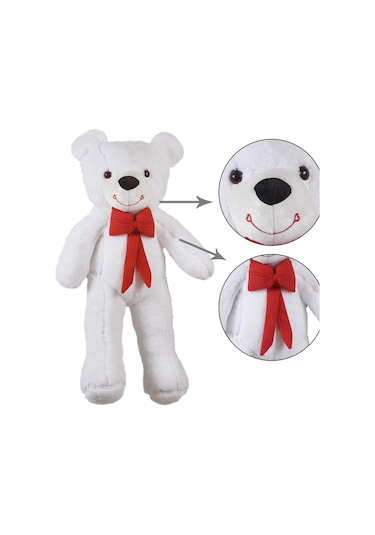 80 Cm Papyonlu Sevimli Peluş Şaşkın Ayı - Sevgiliye Özel Hediye Pembe