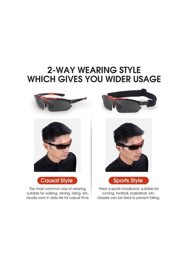 West Bıkıng Yp0703142 Polarize Spor Güneş Gözlüğü 5 Lensli Bisiklet Dağ Bisikleti Güneş Gözlüğü - Siyah+turuncu