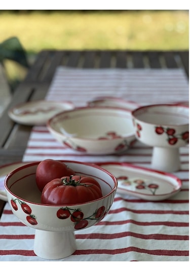 Pomodori Domates Desenli Seramik Meyvelik 20 Cm Çok Renk