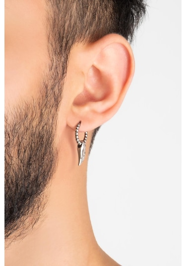 Melek Kanadı Erkek Tek Çelik Küpe Gümüş