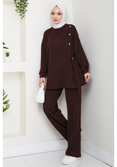 Çıtçıt Detaylı Oysho İkili Takım 1624 - Acı Kahve Acı Kahverengi