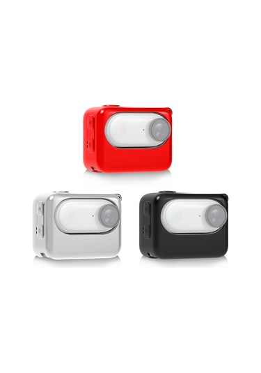 Xindoker Insta360 Go 3 İçin Silikon Kamera Kılıfı - Çizilmeye Karşı Koruma Beyaz/kırmızı/siyah