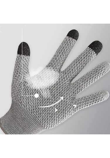 Kesilmeye Dayanıklı Dokunmatik Parmak Ucu Gıda İle Uyumlu Eldiven Gri