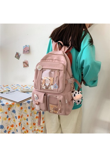 Tenfowee Japon Harajuku Kız Okul Çantası, Kore Versiyonu, Lise Ve Ortaokul Öğrencileri İçin Şık Ve Sevimli Sırt Çantası, Siyah Tek Paket. Siyah