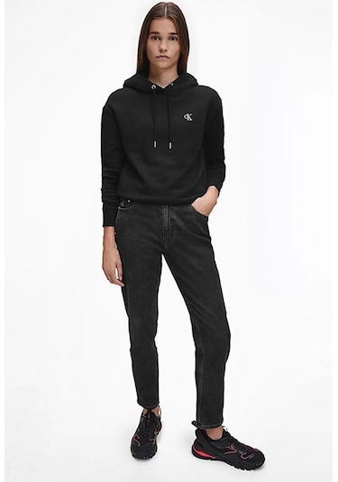 Calvin Klein Jeans Kapüşonlu Normal Kalıp Sweatshirt Siyah