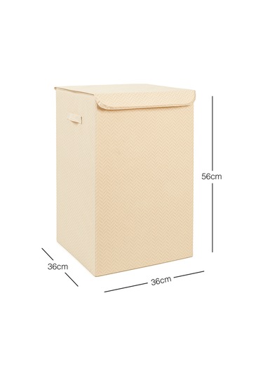 Ocean Home Textile Bej Balıksırtı Çamaşır Kutusu 36 x 36 x 56 cm