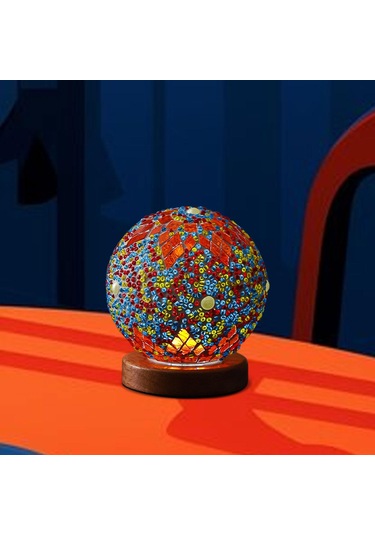 Homyl Gece Işığı Yatak Başı Usb Cam Mozaik Top Türk Lambası Turuncu Çok Renkli