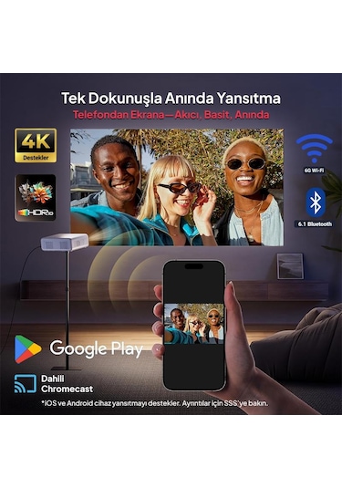 Vankyo Aurzen D1g Android Google Tv 4k Destekli Projeksiyon Cihazı +hdr10+auto Focus+auto Keystone+6g Wifi+6.1bt+dolby Ses Sistemi - Ps5/ps4/xbox