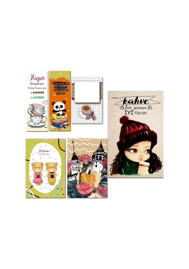 Kahveci Motto Set,Kitap Ayracı,Kartpostal,Poster