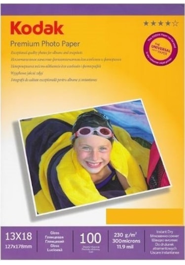 Kodak Fotoğraf Kağıdı 13x18 Parlak Premium 230gr 100'lü
