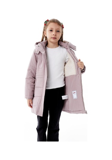 Benitto Kids Kız Çocuk Kapüşonlu Kışlık Şişme Mont 51355 Mor