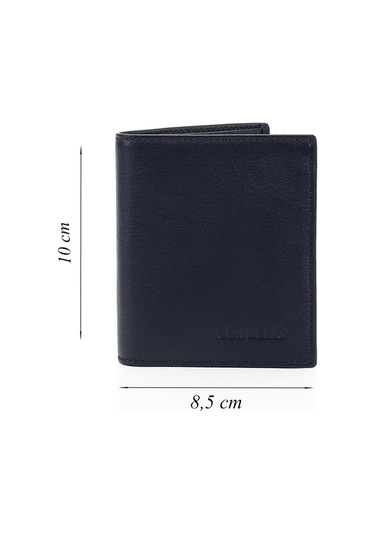 Gönderir Lacivert Hakiki Deri Dikey Cüzdan Lacivert