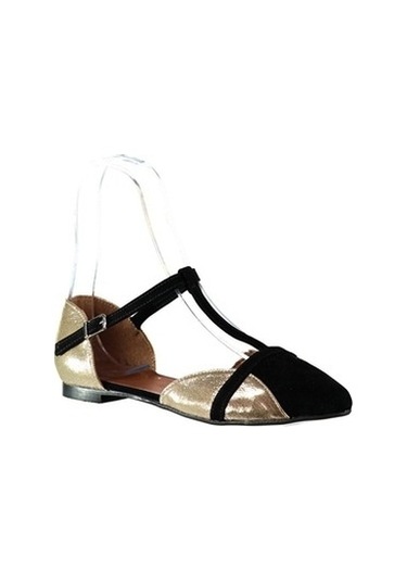 Fox Shoes Siyah/Dore Kadın Babet B726881802