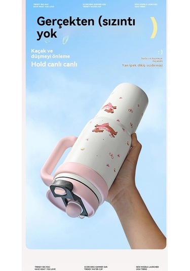 Maoyaya Yakışıklı Ve Büyük Kapasiteli Termos Fincan - Buz Bardağı Beyaz Beyaz