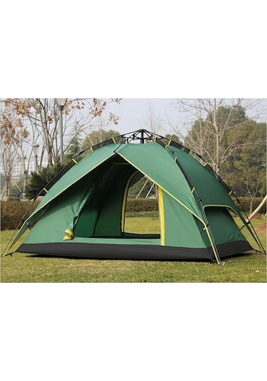 Çift Katmanlı Konfor Ve Kolaylık 6 Kişilik Otomatik Çadır Hızlı Kurulum Yeşil