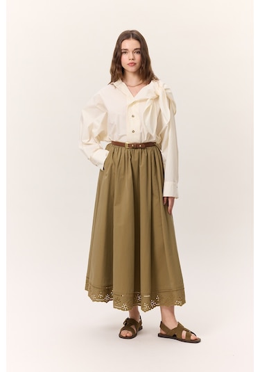 Bağlamalı Detaylı Tasarım Gömlek Tereyağı Tereyağı Krem