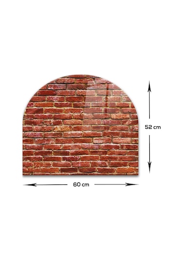 Decorita Cam Ocak Arkası Koruyucu | Oval Şekilli | Tuğla Desenli