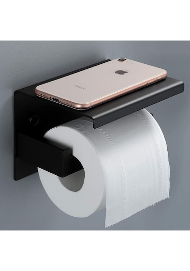 Mufunye Duvara Monte Tuvalet Kağıdı Tutucusu Sus 304 Paslanmaz Çelik Raflı Tuvalet Kağıdı Tutucusu, Kendinden Yapışkanlı Ve Duvara Sabitlenmiş Siyah