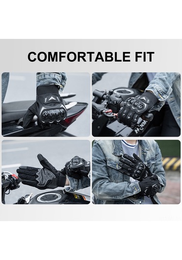 Mufunye Aumotop Lh-03 Siyah Gri Xl Motor Güvenlik Eldiveni, Dürtmeye Dayanıklı, Dokunmatik Ekran Uyumlu, Tüm Mevsimler İçin