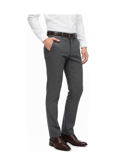 Erkek Regular Fit Hasır Kumaş Pantolon Likra Kumaş Bgl-st05039 Füme