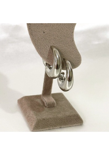 Kararmaz Vıp Bombeli Silver Küpe Gold