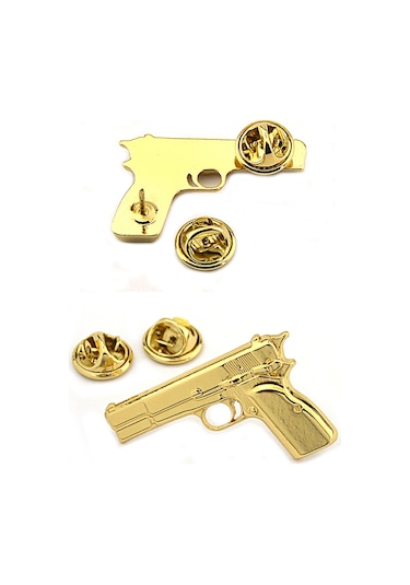 14 Lü Tabanca Rozet Gold Görünümlü