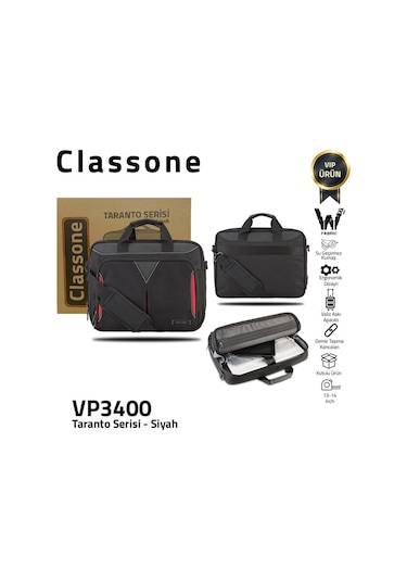 Classone Taranto Vp3400 14" Notebook -Laptop El Çantası-Siyah