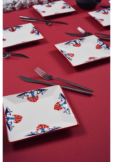 Piatti Naturali 6'lı Çini Tatlı Tabak Seti Sunum Servis Pasta 15 Cm