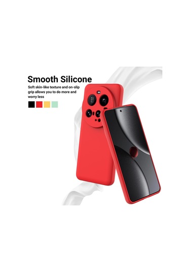 Xiaomi 15 Ultra Düz Renkli Sıvı Silikon Damlamaz Tam Kapsama Telefon Kılıfı Kırmızı