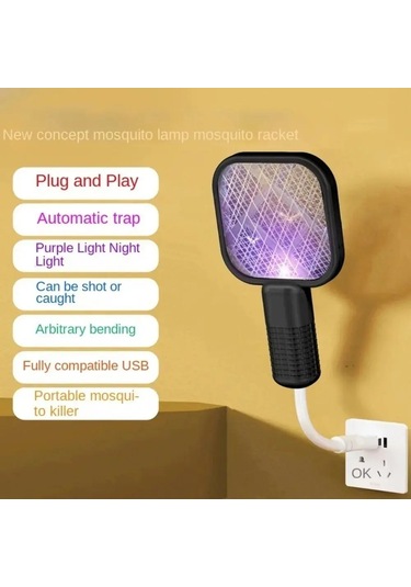 Elekikli Sineklik Mini Böcek Raket Uv Işık Elekik Çarpması Yaz Fly Swatters Açık White