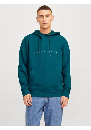 Jack & Jones Erkek Sweatshirt Petrol 12233972 Jjestar Jj Sweat Hood Noos 25kw21000336 W2100393 Petrol PETROL