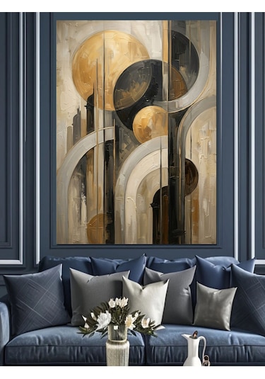 Modern Geometrik Şehir Ve Mimari Dekoratif Kanvas - Mdf Ahşap Tablo