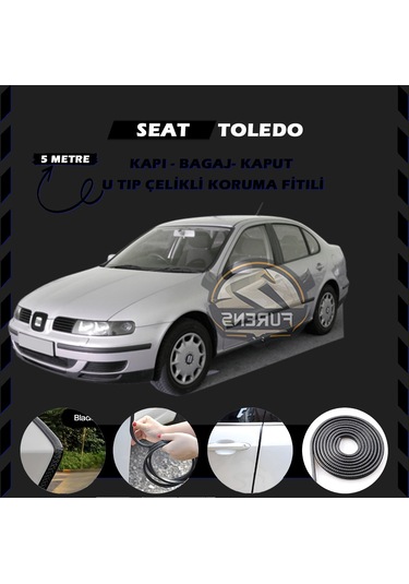 Seat Toledo Oto Araç Kapı Koruma Fitili 5metre Parlak Siyah Renk