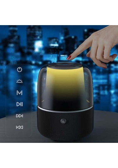 Bluetooth Kablosuz Hoparlör Rgb Işıklı Ve 360 Stereo Sesle Taşınabilir Dış Mekan Eğlencesi Beyaz