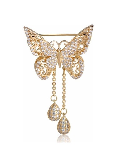 Novahub Altın Lüks Kelebek Tarzı Bakır Broş Iğneler Parlak Böcek Korsaj Kızlar Parti Takı Altın Altın