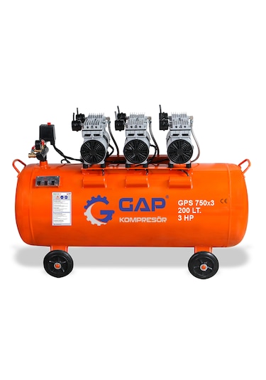 Gap Kompresör Gps 750x3/200 Hava Kompresörü Sessiz Ve Yağsız 200L