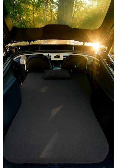 Tesla Model Y Uyumlu Araç İçi Kamp Yatağı Şişirme Gerektirmez, Çantalı + 2 Yastık Hediyeli Gri