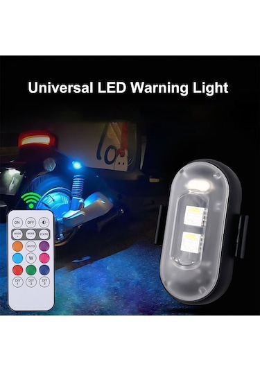 Evrensel Led Uyarı Işığı Çok Renkli Strobe Işığı Motosiklet Güvenlik Işığı Bisiklet Yanıp Sönen Işıklar Ip65 Su Geçirmez Uzaktan Kumandalı Siyah